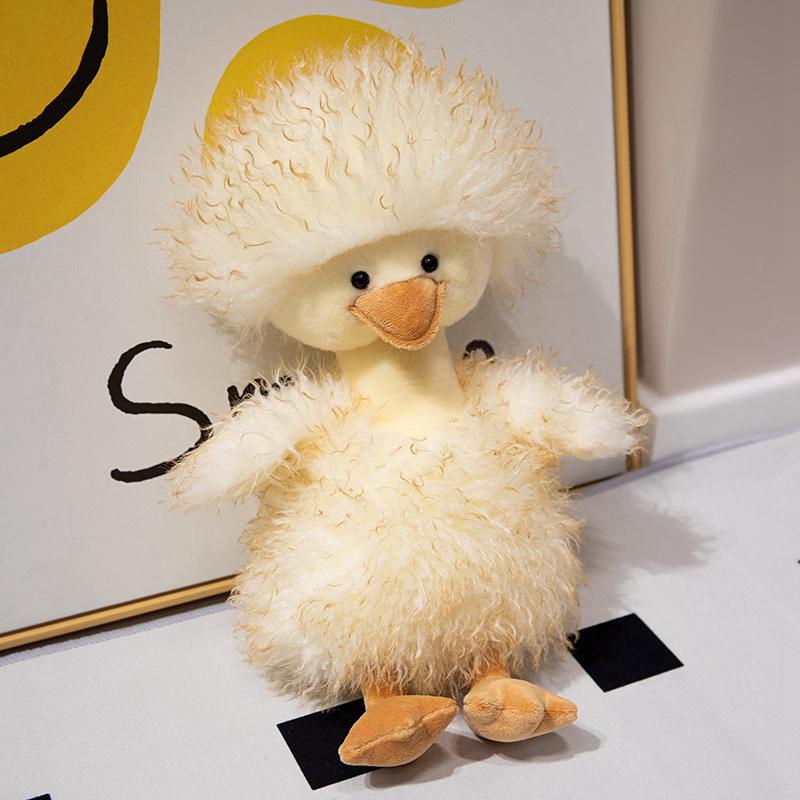 Curly Plush Toy Hair Yellow Duck Stress Reducing Doll Short Plush Pp Cotton Gift