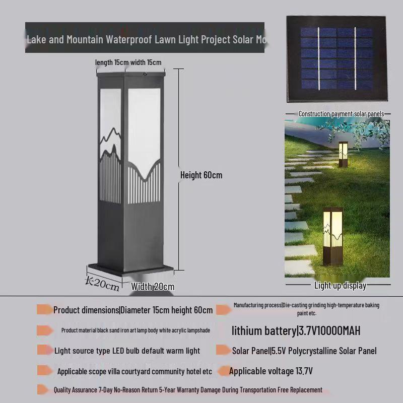Solar-Powered Waterproof Lawn Light for Outdoor Garden or Villa