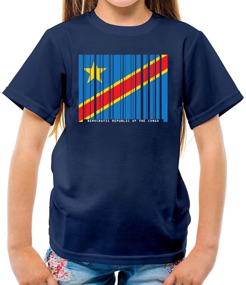 Democratic Republic of the Congo Barcode Style Flag - Kids T-Shirt - DR 130