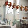 Guirlande en Bois Rétro Halloween 6 Pièces Jack-o'-Lanternes Effrayantes Bannière Sorcière pour Décoration de Fête Maison Hantée