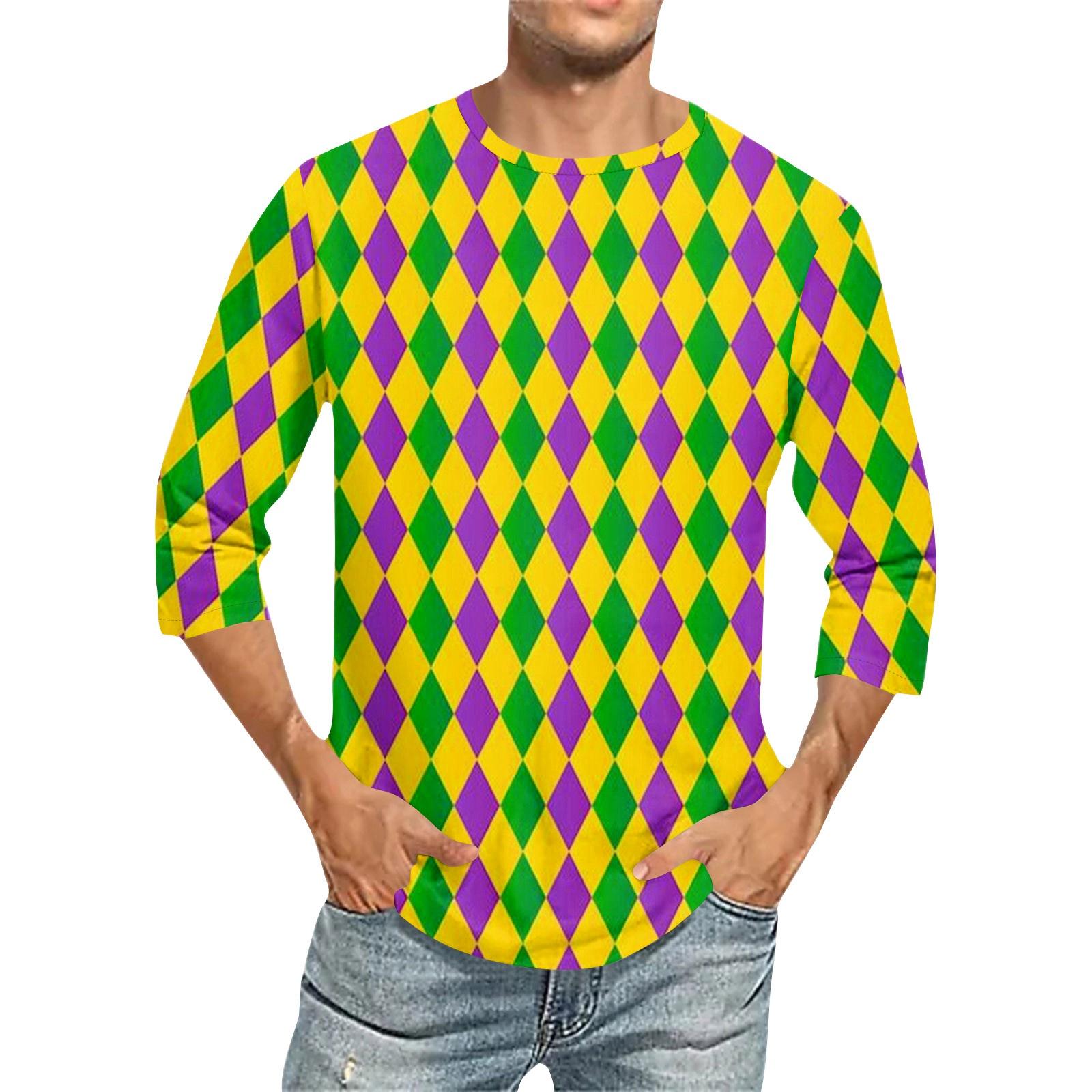 Карнавальный принт - Мужская футболка с коротким рукавом и круглым вырезом XL жёлтый 1290₽