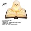 Durable Small Table Lamp Magic Book Ghost Night Light, Resin Tabletop Warm Glow with Moon Soft Yellow Light Star Relief, Cute Bedside Sleeping