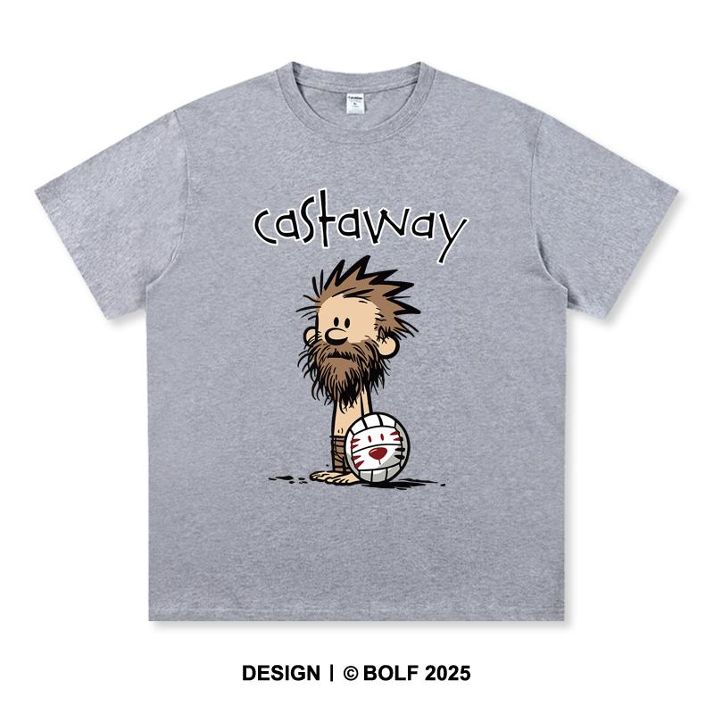 Castaway Printed T-Shirt Oversized Survival Graphic Tees for Men Women Summer Tops Adventure Streetwear