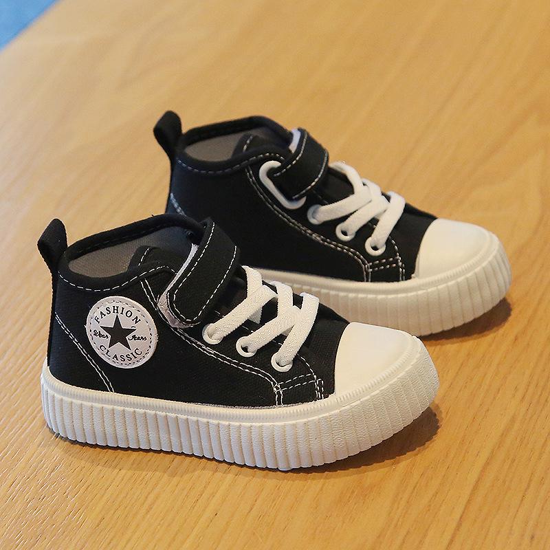 2025 Kids' High-Top Canvas Sneakers: Non-Slip, Soft Sole Casual Shoes for Boys and Girls