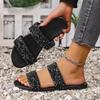 Flat Sequined Round Toe Women's Slippers Summer Casual Beach Slippers Women