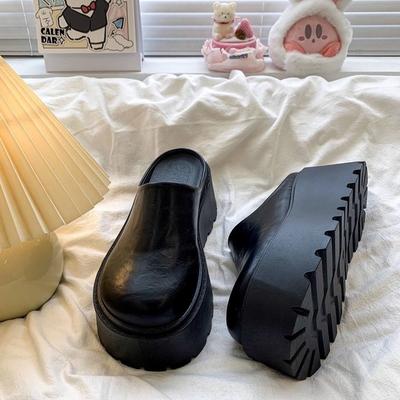 Small Thick-soled Heightened Bag Head Half Slippers, New Autumn Wear Lazy Retro Birkenstocks Slippers
