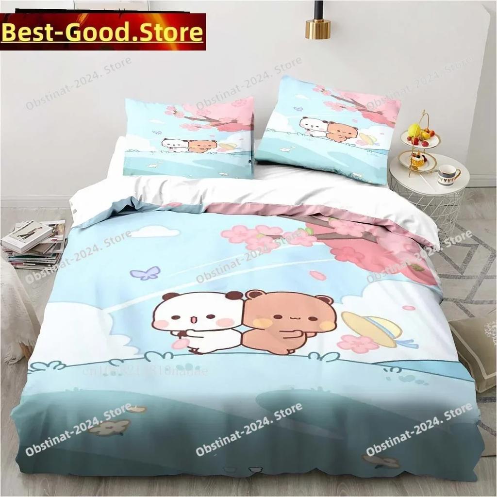 Süßes Bubu und Dudu Cartoon Bettwäsche-Set Bedruckte einzelne Bettdecke Bettbezug Kissenbezug 3-teilige Sets Kinder Erwachsenengröße