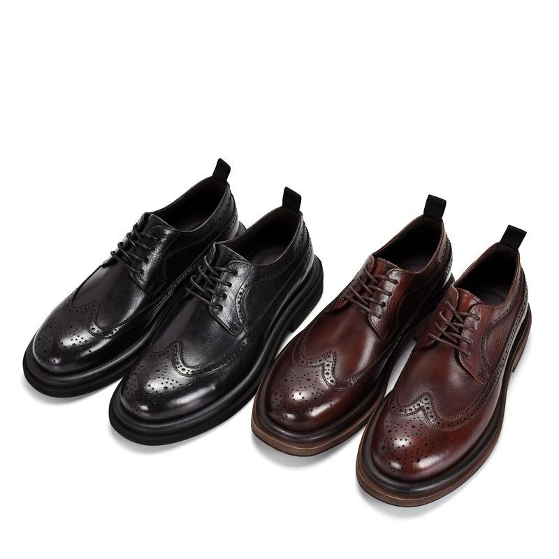Britské Retro Ručně Vyráběné Ležérní Kožené Boty Pánské Kožené Platformové Svatba Ženich Boty Tři Klouby Business Společenské Derby Boty