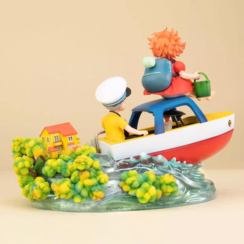 Ponyo a tengerparton Tengeri Figura Vörös hajú Lány Matróz Fiú Gyűjthető Szobor Kreatív Ajándék Animáció Szeretőknek PVC Gyanta Modell Játék