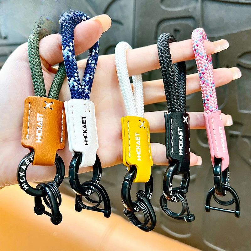 Car Bag Ribbon Hanging Decoration Creative Trend Webbing PU Leather Horseshoe Buckle Keychain Small Pendant Personalized Gifts