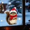 Christmas Party Home Decor Animals Static Window Stickers, Deer Bird Squirrel Hamster Snowflake Decals, Outdoor Decorations Easy Peel & Stick
