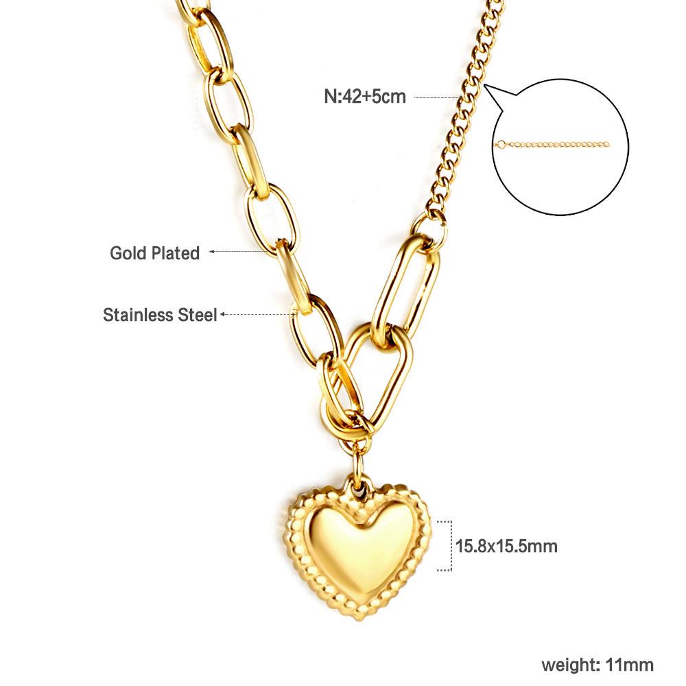 Love pendant collarbone chain personalized trend OT buckle necklace stainless steel plated 18K gold jewelry women