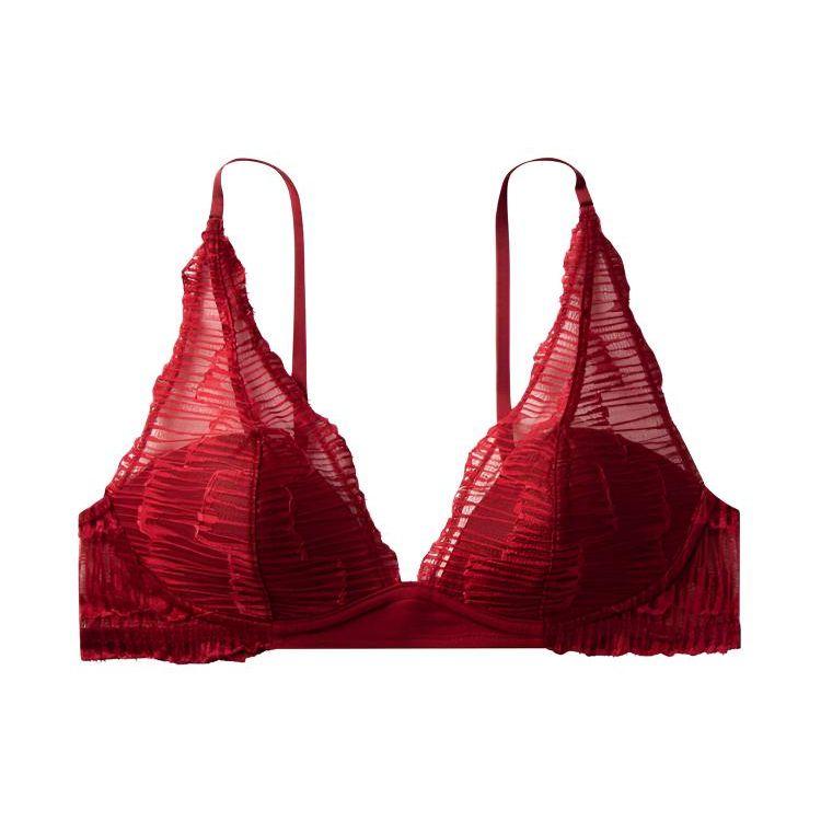 Calvin Klein Black Label Comfortable Wireless Sexy Lace Bra Women underwear Red QF6951-XKG L