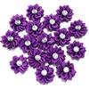20pcs 4cm Mini Satin Ribbon Flowers Colorful Rhinestone Handmade Flowers For DIY Clothing Sewing Headwear Decoration Accessories