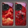 Stylish Chinese-Style Red Horse Print Tempered Glass Phone Case for OnePlus 13R 12 11 10 ACE2 ACE3 Pro Nord2T 4 2 CE3 Lite Cover