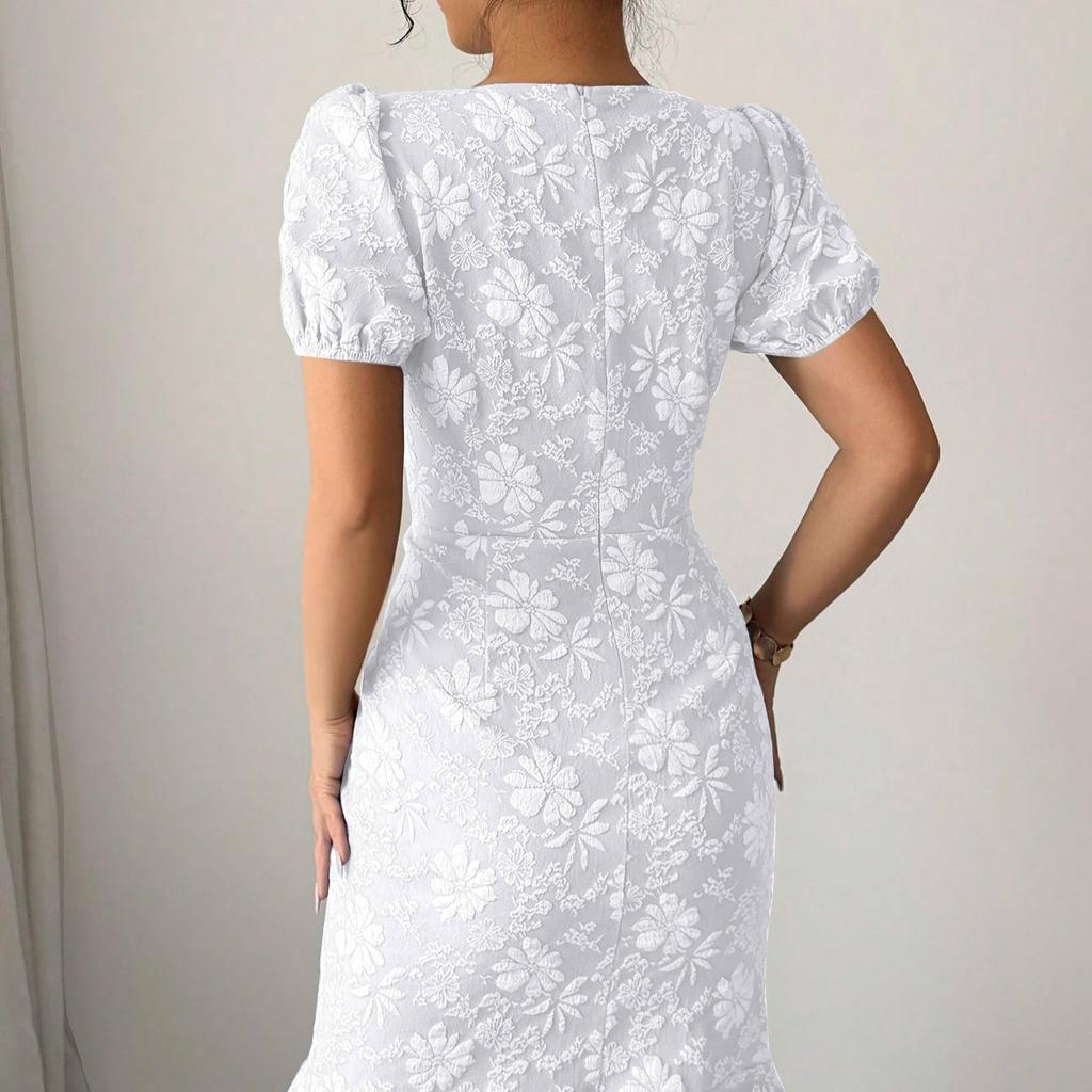 European and American summer short-sleeved new slim-fit hip-wrapped fashion temperament casual versatile dress