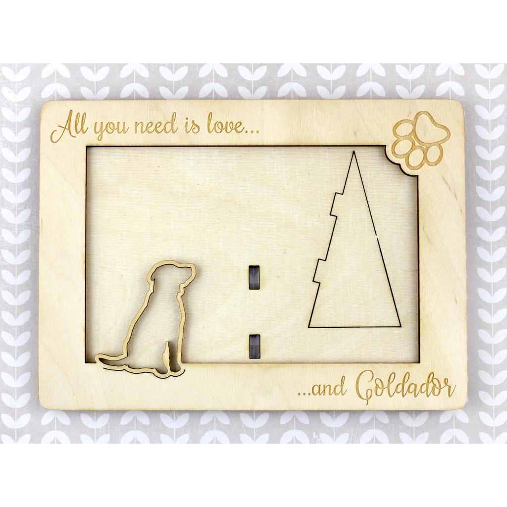 Goldador, Golden Retriever Lab Mix - Photo frame, engraved wooden frame, a lovely gadget for the dog lover by Art-Dog
