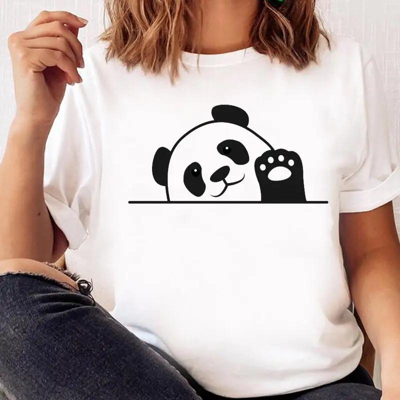 Women Print T Shirt Panda New Love Trend Graphic Tshirt Tee FeUnisex Cartoon Fall Autumn Top Ladies Fashion Clothing