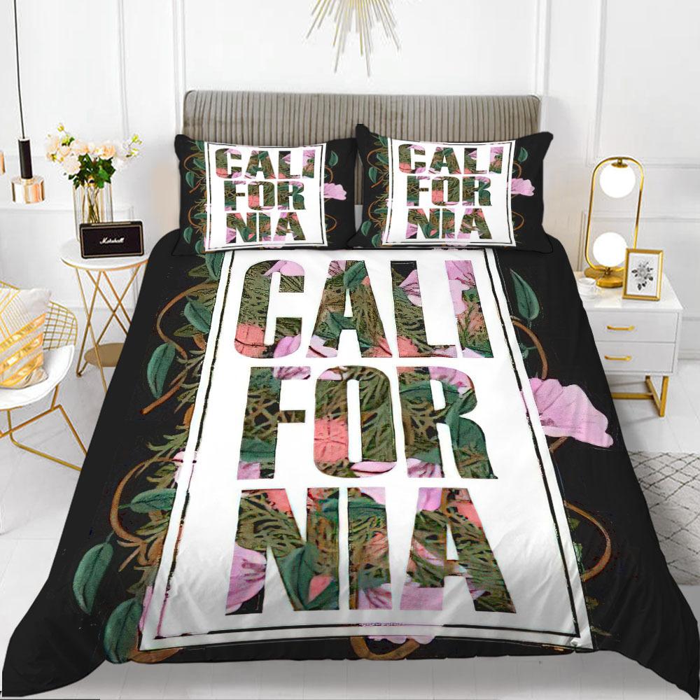 Flower Duvet Cover Set Words White Background with Colourful Flowers Pattern Bike King Size for Boys Girls Polyester Bedding Set