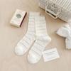 White Bow-knit Socks - Mid-calf Length Socks, Summer and Spring Lightweight Breathable Ballet-style Pure Cotton Layered Socks