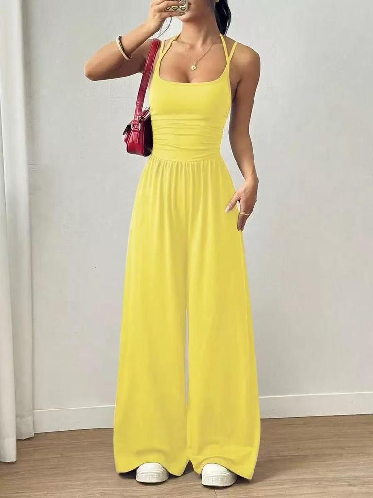 European & American Style Women's Casual Camisole Jumpsuit - Summer Wide Leg Loose Fit