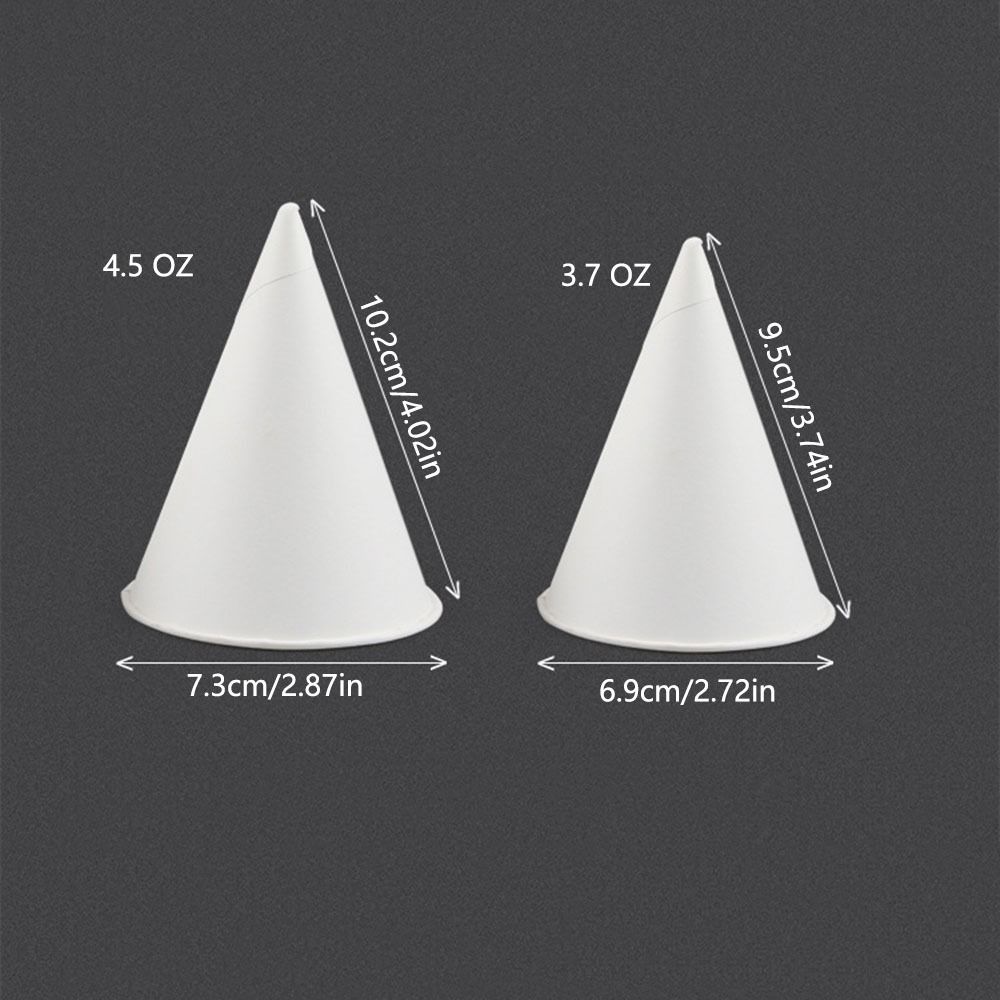 200Pcs Leakproof White Paper Cone Cups Coated Disposable Paper Cups Premium Snow Cone Cups Water