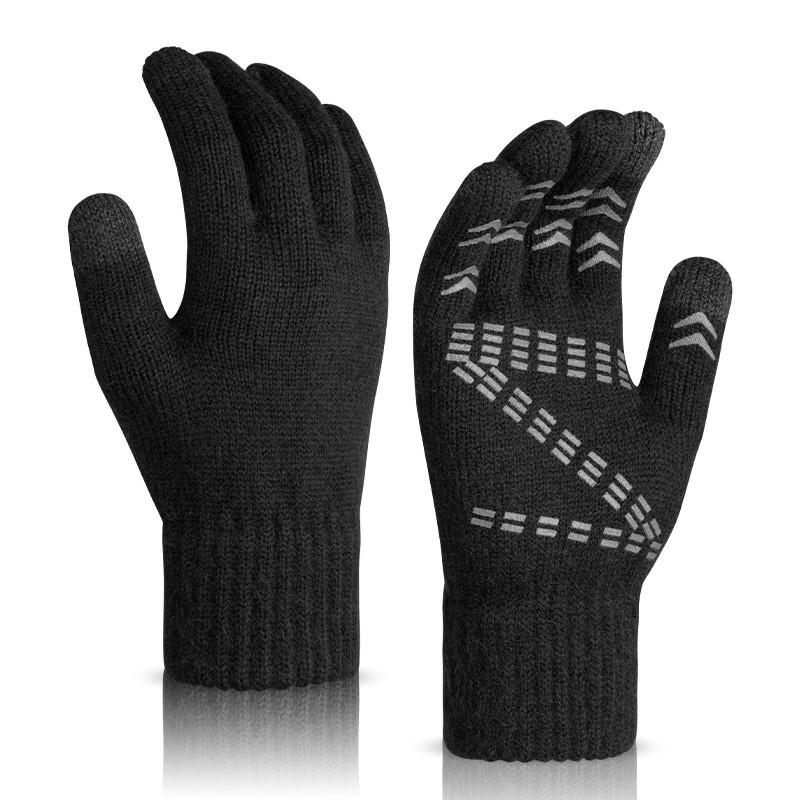 Unisex Warm Touchscreen Gloves With Anti-Slip Grip Knitted Wool Blend Winter Cycling Commuting Outdoor Use One Size 70g