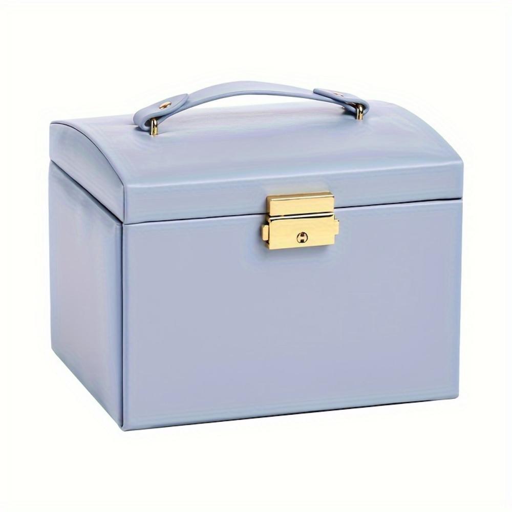 

Шкатулка из искусственной кожи для украшений, водонепроницаемая, с зеркалом, двумя ящиками, подходит для ожерелий, колец, сережек, часов и аксессуаров для волос