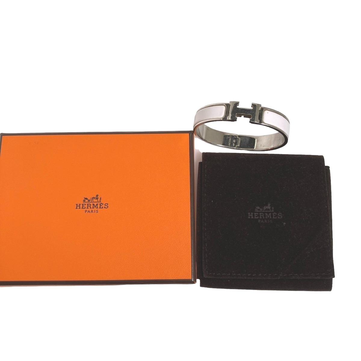 

HERMES Click crack Bangle metal White x silver unisex Used