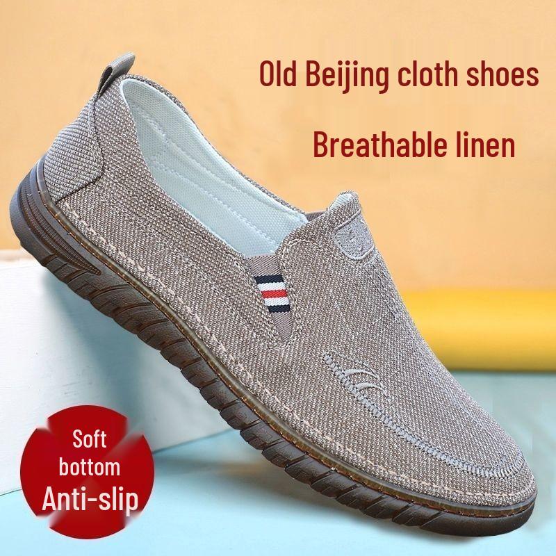Men's Non-slip Breathable Canvas Shoes - Soft Beef Tendon Sole, Wear-resistant, Deodorant, Perfect for Driving and Work