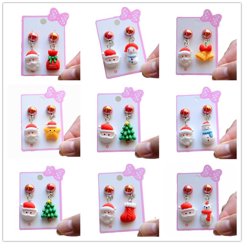 Kids' Christmas Cartoon Princess Clip-On Earrings: Cute, No Piercing Needed