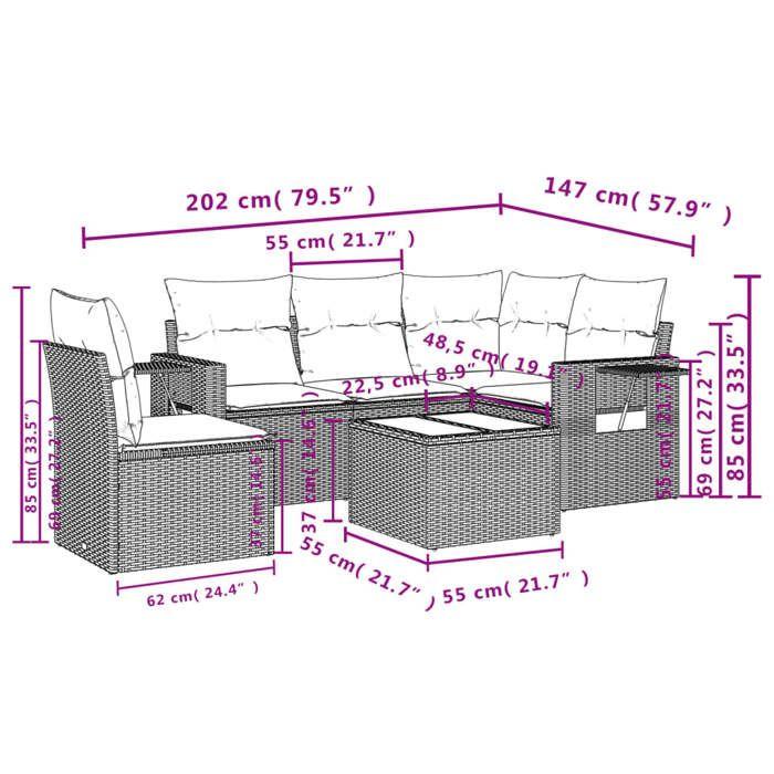 VidaXL Garden Lounge Set with Cushions 6 Pcs, Patio Sofas, Patio Furniture Set, Outdoor Furniture, Brown 3252520