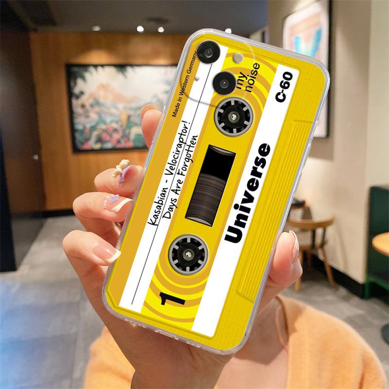 

Прозрачный чехол для телефона с кассетной лентой для iPhone 15 14 13 12 Mini 11 Pro Max XS X XR 7 8 Plus, прозрачный противоударный силиконовый чехол iPhone 14