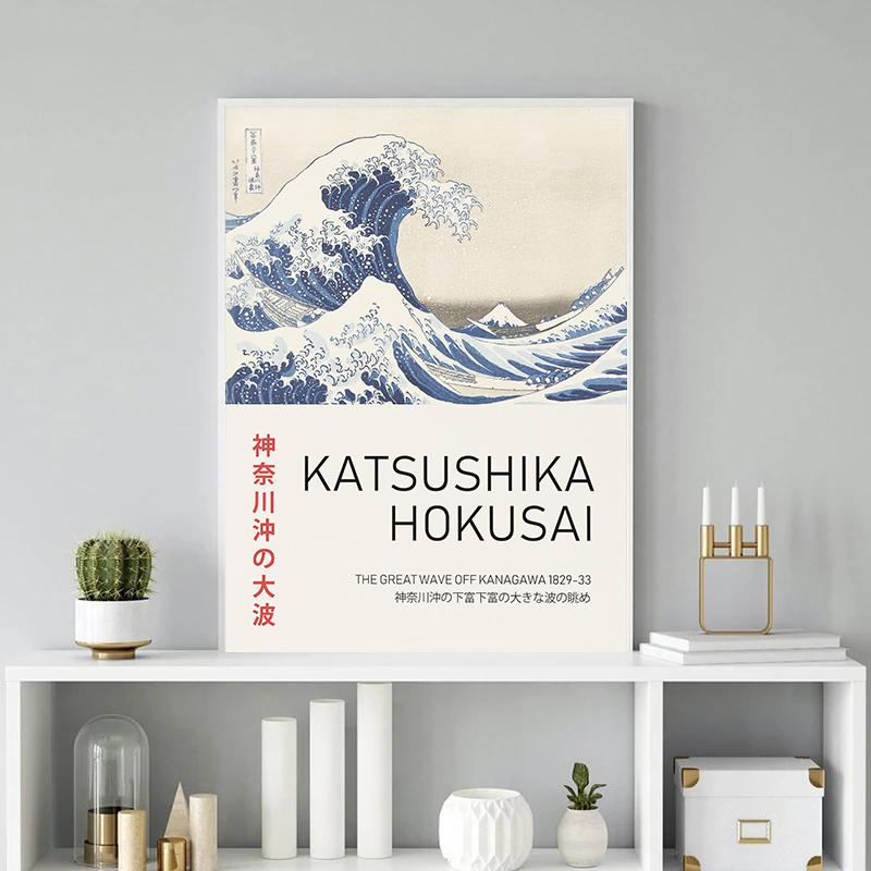 The Great Wave Off Kanagawa Poster Mt Fuji Print Wall Art Picture Vintage Japanese Artwork Canvas Paintings Home Wall Decoration