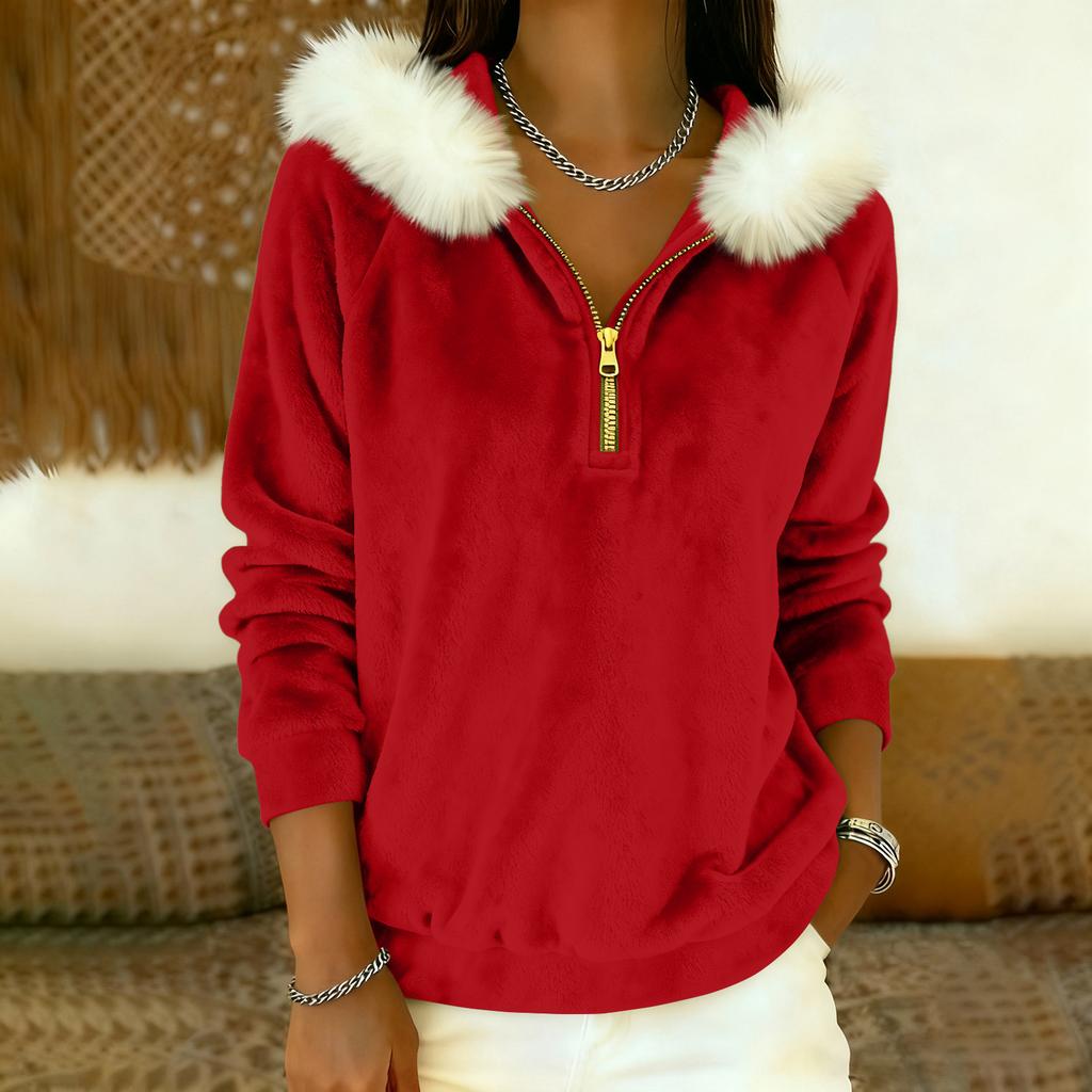 Dam Lös Och Bekväm Casual Mode Halvdragkedja Hoodie Långärmad Topp