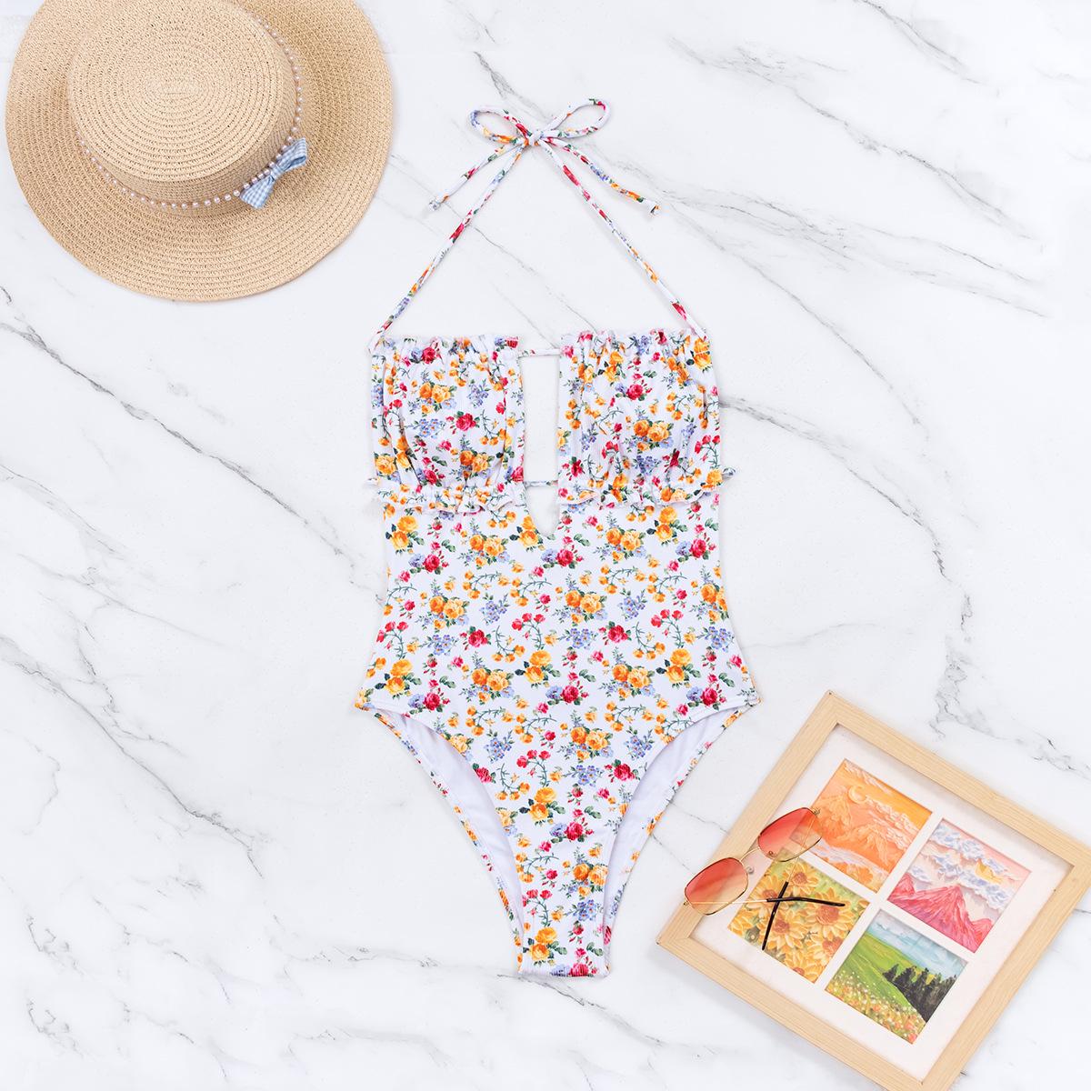 

Women s Floral Print Bandeau & Triangle Bikini Swimsuit XL квітковий