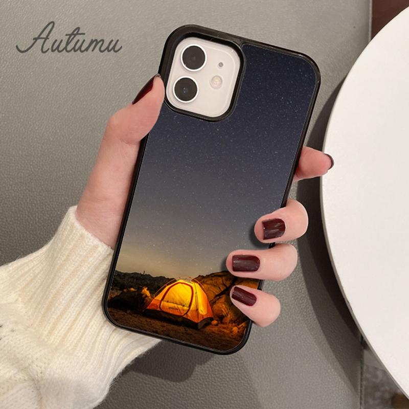Camping Nature Mountain Phone Case for iPhone 11 12 13 14 Pro Max Mini XR XS SE 2020 6 6S 7 8 Plus Samsung Galaxy S21 S22 Cover