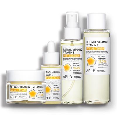 Retinol Vitamin C Vitamin E Set: Facial Cream + Ampoule Serum + Mist Essence + Facial Toner Combined with Centella 3X Complex