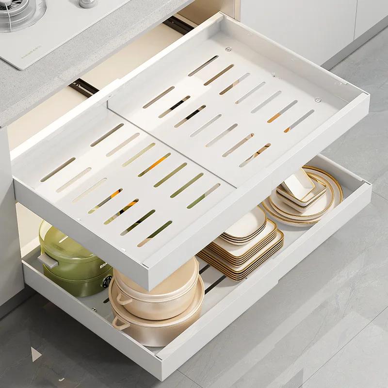 Spice Box Storage Rack Scalable Pull-out Kitchen Storage Rack Multi-Functional Retractable Drawer Basket Cabinets Organizer