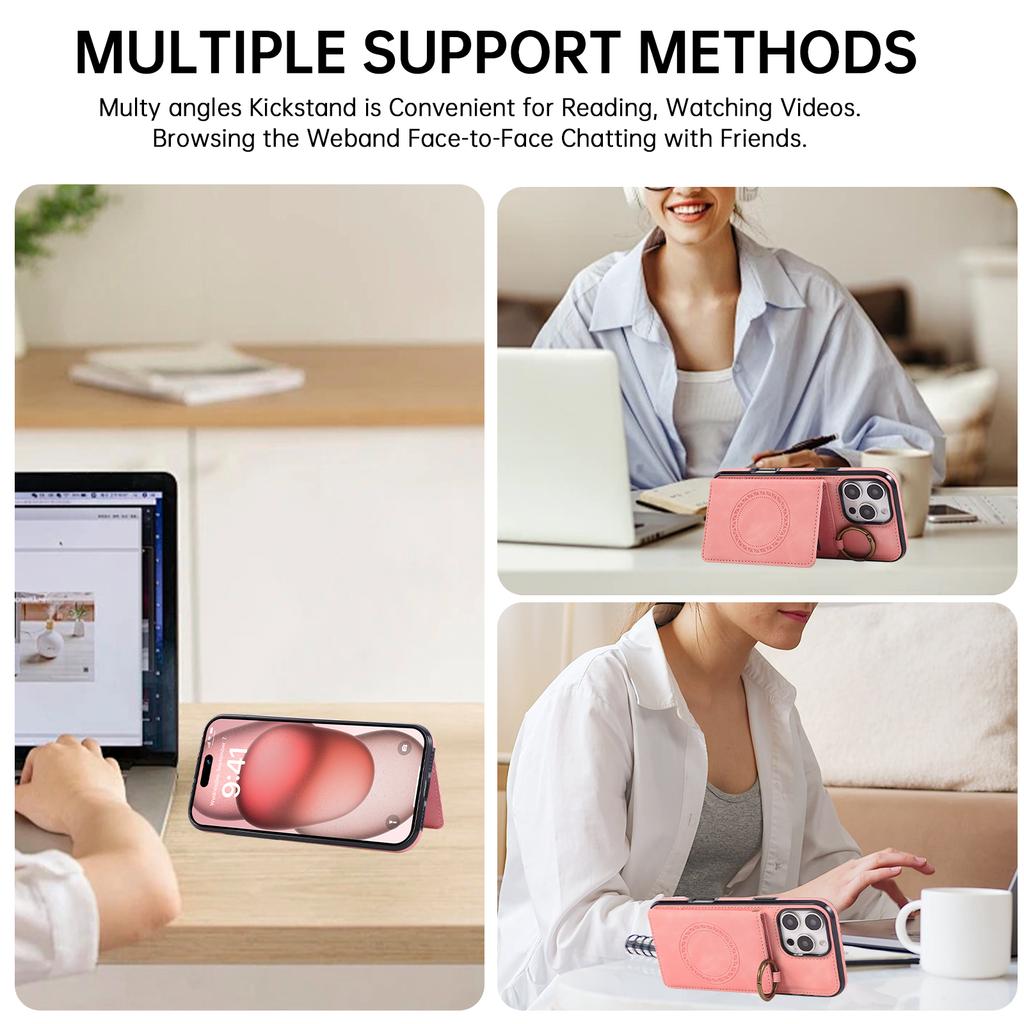 Ring Crossbody Wallet Card Holder Slot Phone Case for IPhone 16E 16 15 14 13 12 11 Pro Max X XS XR 7 8 Plus Car Magnetic Cover