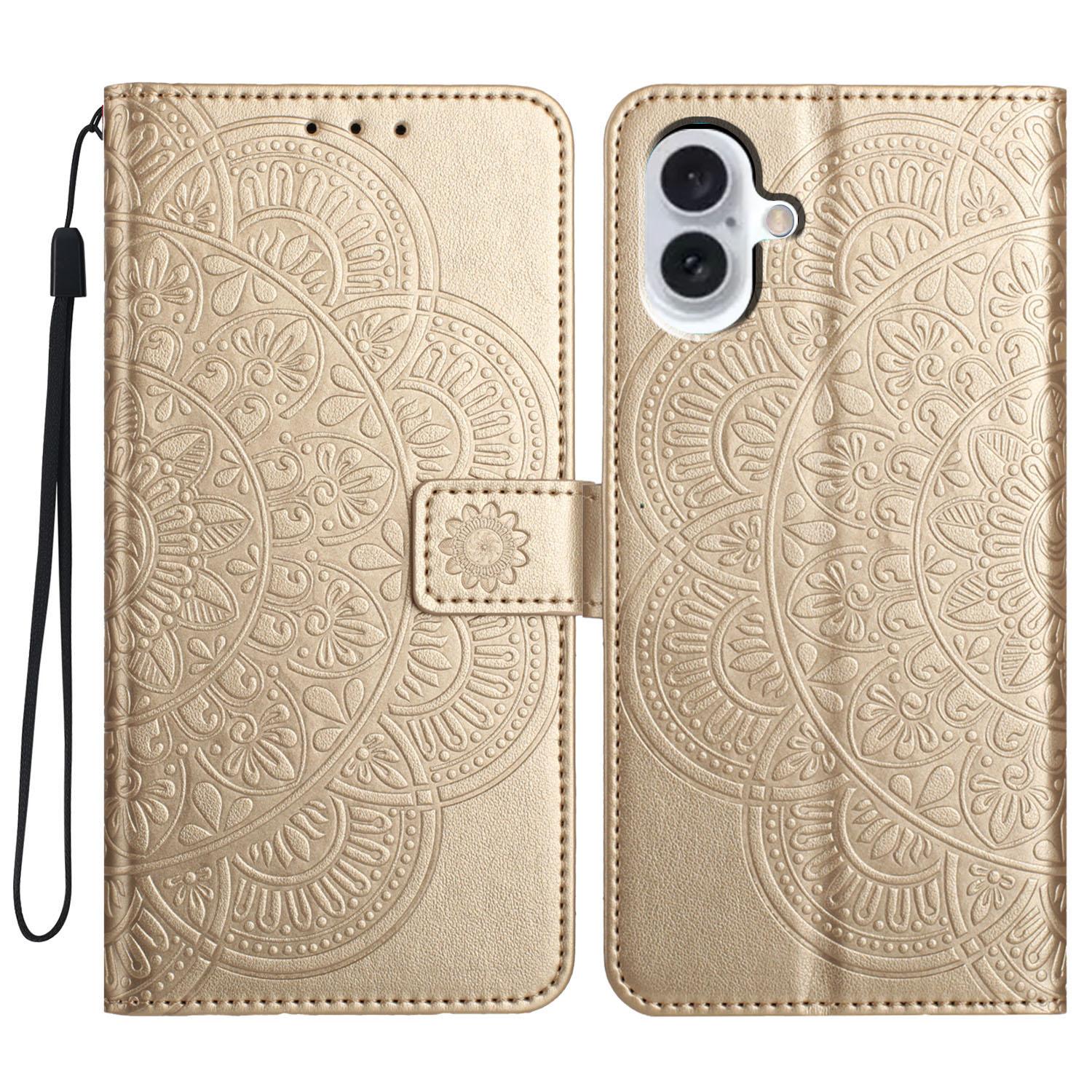 

For iPhone 16 Case Mandala Flower PU Leather Flip Wallet Phone Cover