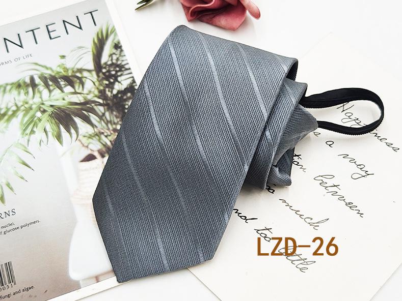 Men's Easy-Pull Knot-Free 8cm Striped Black Zipper Tie