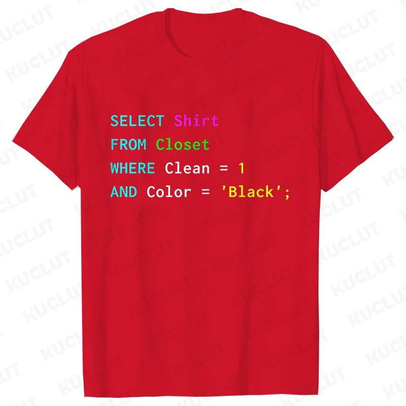 Retro Programmer Coding Database Print T-Shirt Loose Casual Men Women O-neck Short Sleeve Tees Fashion Brand Unisex T-shirts