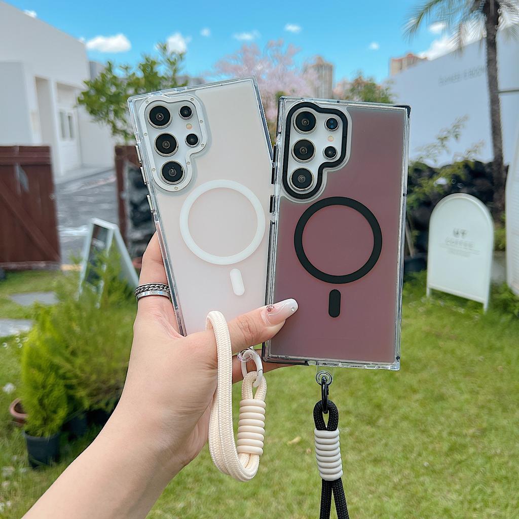 Suitable for Sam S24U mobile phone case, lanyard model, two-color Xuncai chameleon magnetic suction anti-drop mobile phone case.