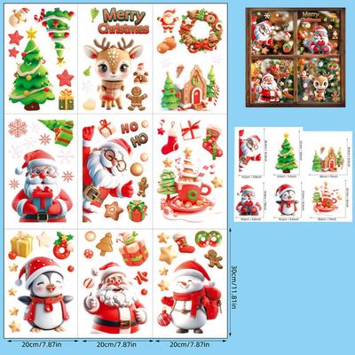 New PVC Christmas Window Sticker Removable Creativity Wall Sticker Festival Supply Party Decor New Year Stickers Christmas