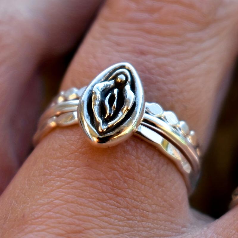 Svart Blommönster Damens Självständighetsringset - Tre Delar Statement Stil