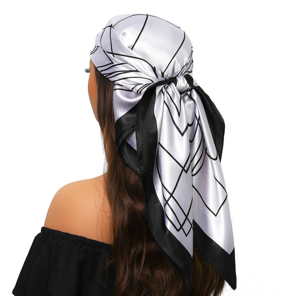 90*90cm Silk Scarf Scarftop Headwraps For Woman Fashion Four Seasons Hair Accessories Hijab Foulard Bandana Femme Headscarf