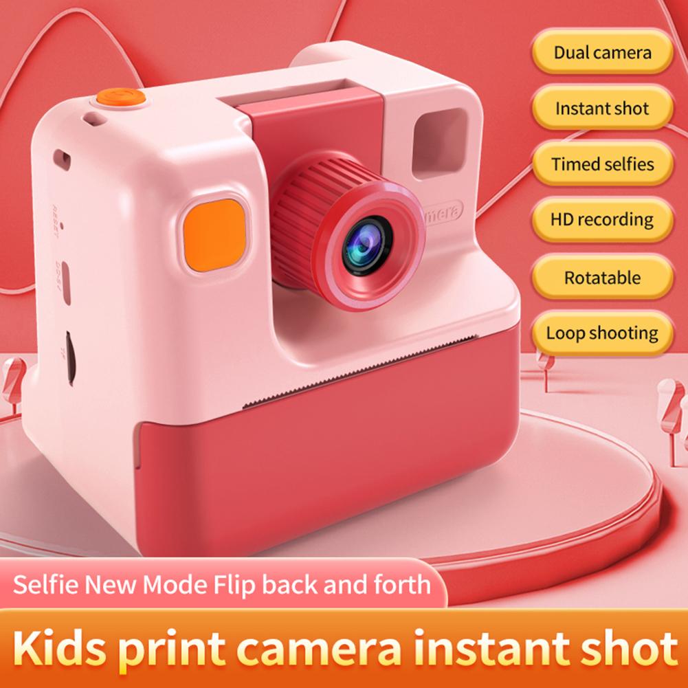 

Kids Toddler Camera Instant Print Photo 1080P HD Toy Camera Thermal Print Small Camcorder Kids Toys For Girl Boy Christmas Gifts розовый