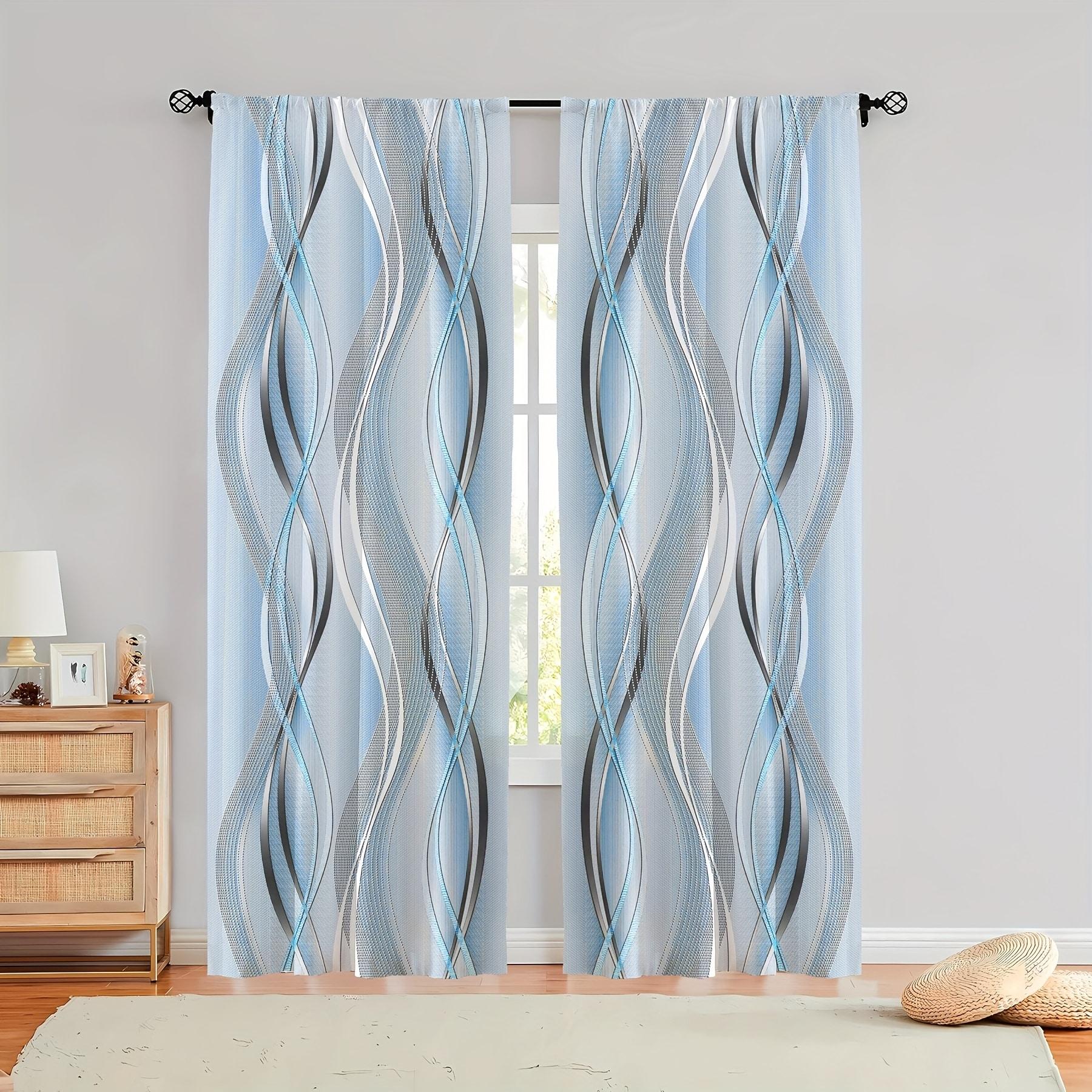 

2 штуки штор с принтом из цветных линий, шторы с кулиской для карниза, разных размеров 30*65, украшение дома, украшение комнаты 14Wx39L(35x100CM)x2