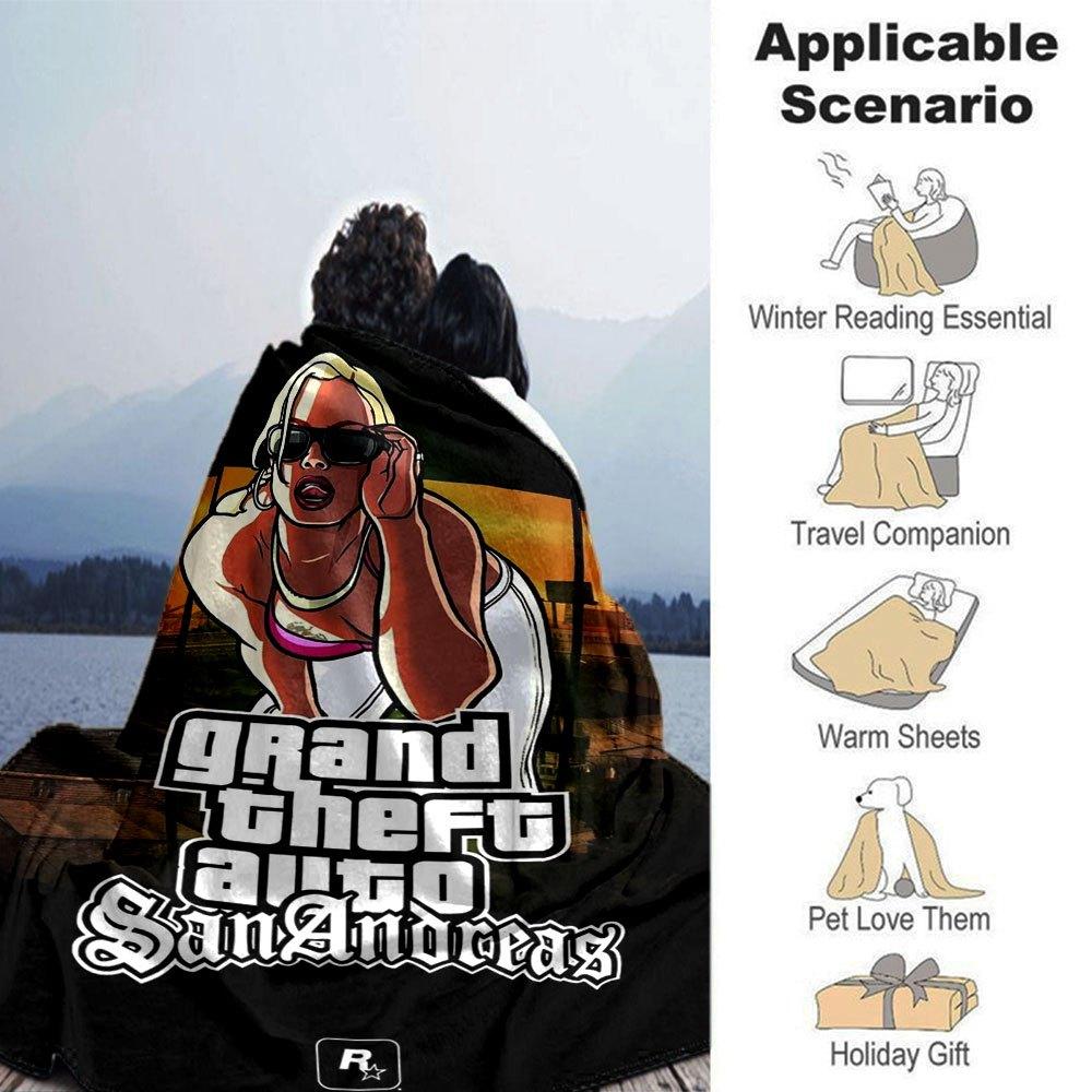 1 Stück Grand Theft Auto Weiche Flanelldecke mit Designer-Print Eine kuschelige Decke für alle Jahreszeiten, perfekt für das Sofa, Bett, Büro